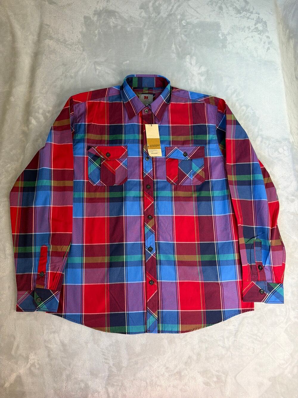 PJ Mark Plaid Shirt Mens XL NWT Multi Color Check Button Down Long Sleeve